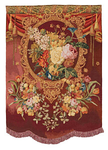 Blossom with Fringe Red Needlepoint Tapestry
