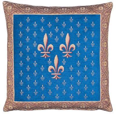 Royal Fleur de Lys Blue Pillow Cover