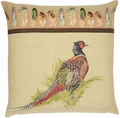 Pheasant & Feathers Pillow Cover