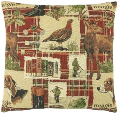Beagle - Red Tartan Pillow Cover