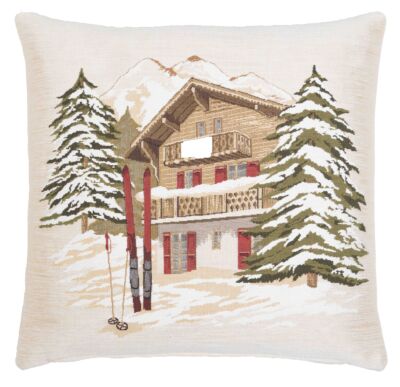 Alpine Skiing Lodge Pillow Cover