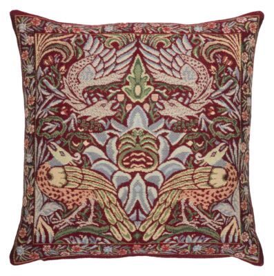 Peacock & Dragon - Red Pillow Cover