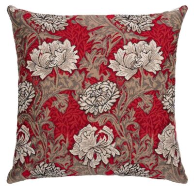 Chrysanthemums Red Pillow Cover