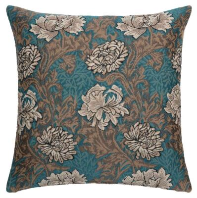 Chrysanthemums Aqua Pillow Cover