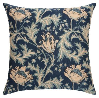 Anemone Blue Silver Pillow Cover