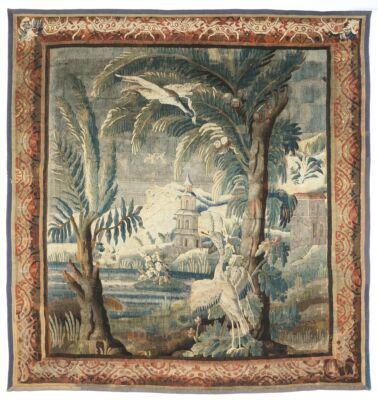 Verdure au Pagode 'J-B. Pillement' Antique Original Tapestry