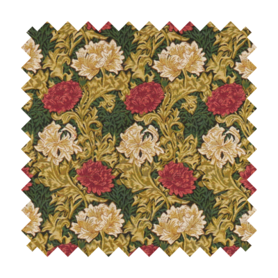 Chrysanthemums Green Tapestry Fabric