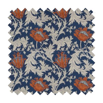 Morris Anemone Blue Rust Tapestry Fabric