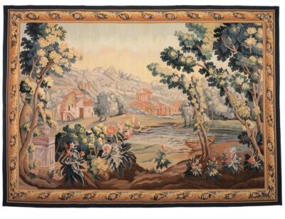 Verdure au Barque Handwoven Tapestry (Greenery with Rowing Boat)