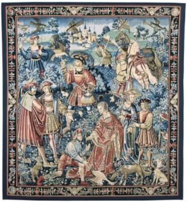 La Chasse au Faucon (Falconing Scene) Handwoven Tapestry
