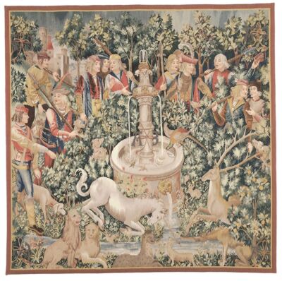 La Licorne a la Fontaine (The Unicorn at the Fountain) Handwoven Tapestry
