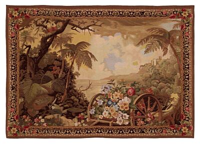 Landscape with Floral Wagon Handwoven Tapestry
