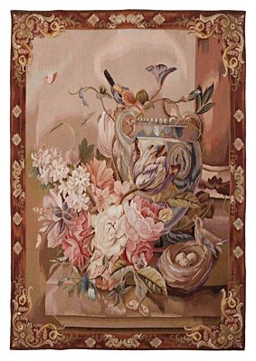 Nest & Floral Beige Handwoven Tapestry