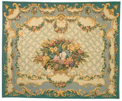 Aubusson Floral Basket Tapestry - 2'4" x 3'0" (71 x 91 cm) - Last Piece Remaining!