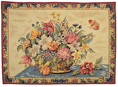 Flowerbasket - Cream Tapestry - 2 Sizes Available