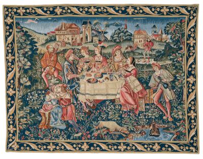 Country Picnic (Blue Border) Tapestry
