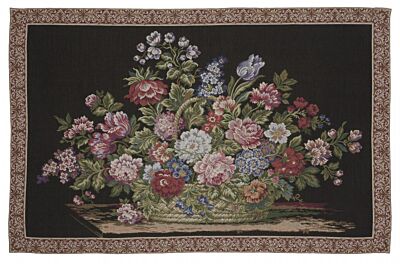 Floral Basket Black Tapestry