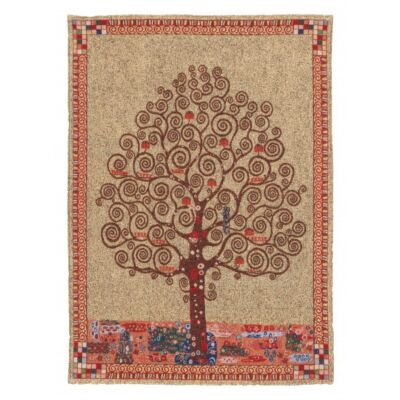 Golden Klimt Tree Loom Woven Tapestry