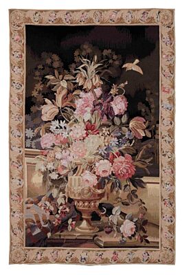 Autumn Floral Black Needlepoint Tapestry