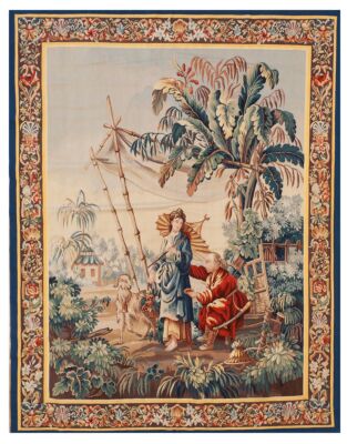 Lady with Parasol Handwoven Tapestry