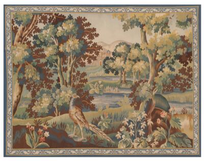 Verdure with Bird & Castle Handwoven Tapestry