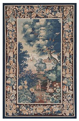 Verdure with Deer Handwoven Tapestry