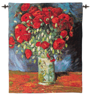 Van Gogh Poppy Vase Tapestry - 2'7" x 2'2" (80 x 65 cm) - Last Piece Remaining!