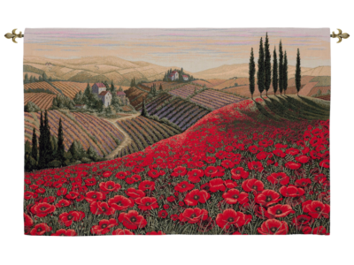 Poppyfields of Tuscany Woven Art Tapestry - 2'1" x 3'0" (63 x 90 cm)