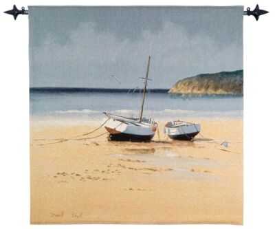 Moored at Low Tide Woven Art Tapestry