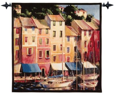 Waterside Moorings Woven Art Tapestry