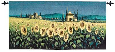 Panorama Sunflowers Woven Art Tapestry