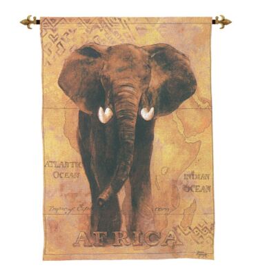 Safari Elephant Woven Art Tapestry