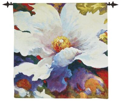 White Lily Woven Art Tapestry