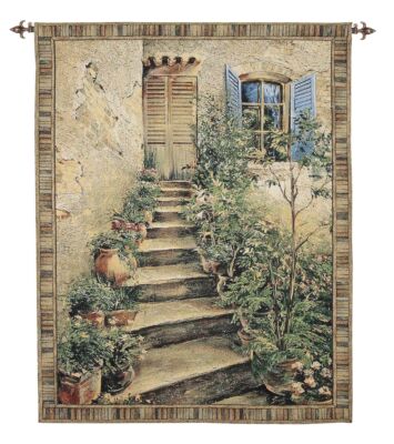 Old Villa Steps Woven Art Tapestry - 6'1" x 4'4"