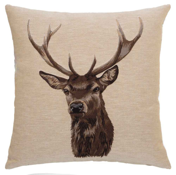 Stag on Beige Pillow Cover