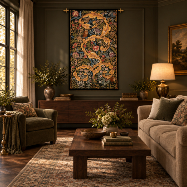 Acanthus & Owl Loom Woven Tapestry - 2 Sizes - Available while stocks last