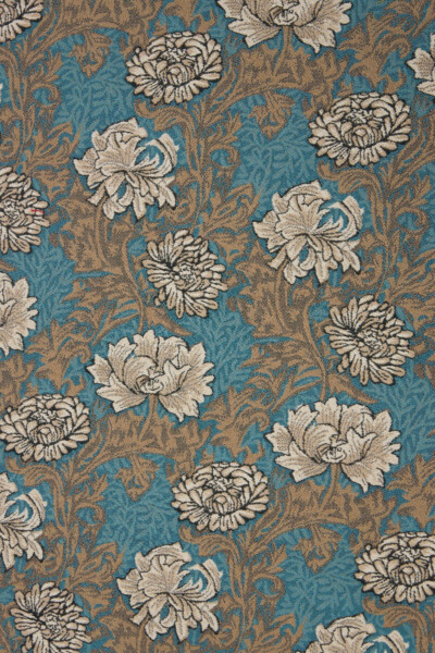 Chrysanthemums Aqua Tapestry Fabric