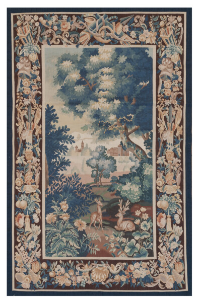 Verdure with Deer Handwoven Tapestry