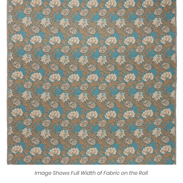 Chrysanthemums Aqua Tapestry Fabric