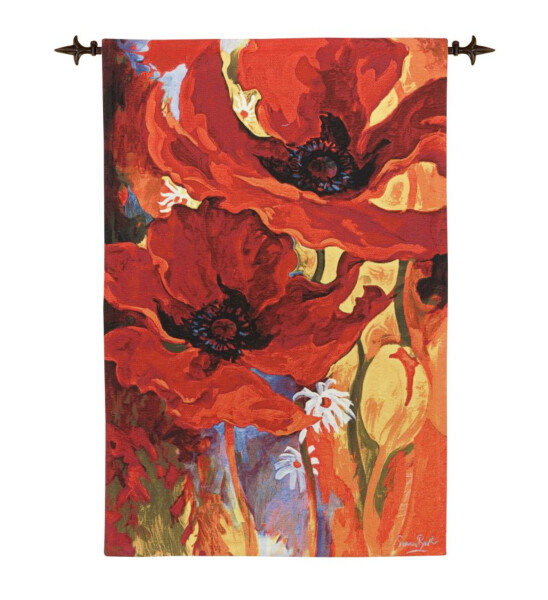 Poppy Blaze Woven Art Tapestry - 4'7