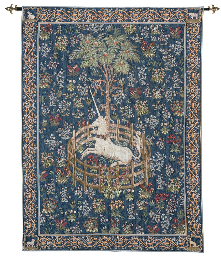 Captive Unicorn Blue Tapestry