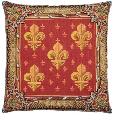 Fleur de Lys-Red Pillow Cover