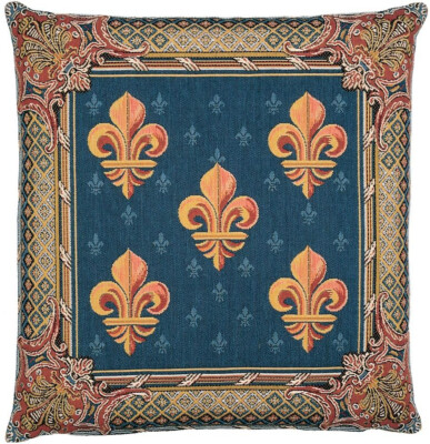 Fleur de Lys-Blue Pillow Cover