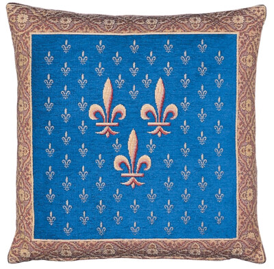 Royal Fleur de Lys Blue Pillow Cover