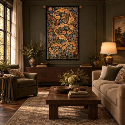 Acanthus & Owl Loom Woven Tapestry - 2 Sizes - Available while stocks last
