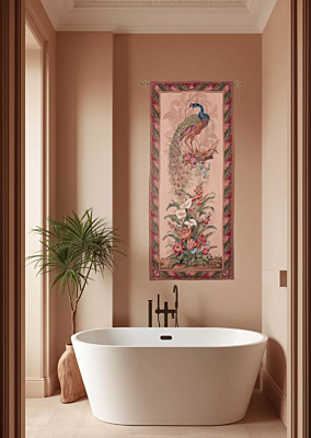 Peacock Portiere Handwoven Tapestry - 6'5" x 2'8" (197 x 85 cm) - Last Piece Remaining!