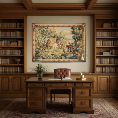 Rambouillet - King on a Hunt Silkscreen Tapestry - 4'6" x 6'3" (137 x 190 cm) - Last Piece Remaining!