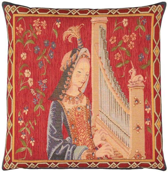 Lady with the Organ Pillow Cover