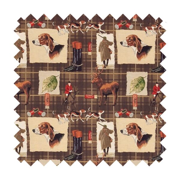 Hunting - Brown Tartan Tapestry Fabric