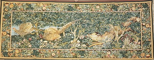 Fox & Pheasants Loom Woven Tapestry - 1'11